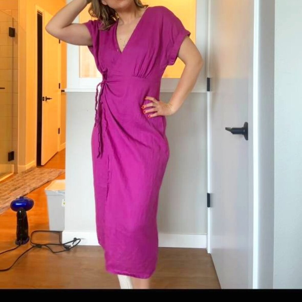 Elegant Pink Wrap Dress